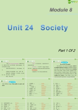 广东省高三英语第一轮总复习 Module8 Unit24 Society(1)课件 北师大版 新课标 课件
