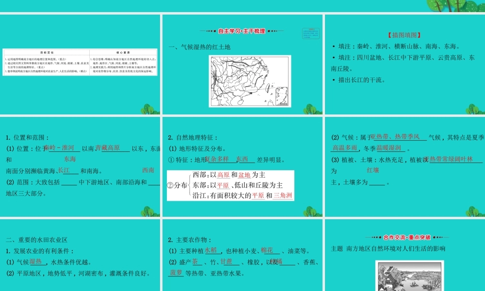 八年级地理下册 第七章 第一节自然特征与农业习题课件(新版)新人教版 课件