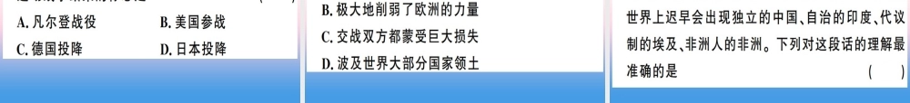 九年级历史下册 第三单元 第一次世界大战和战后初期的世界 第8课 第一次世界大战习题课件 新人教版 课件
