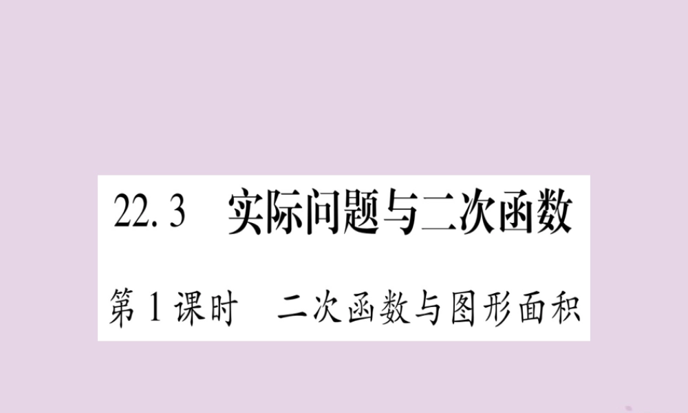 九年级数学上册 第二十二章 二次函数 223 实际问题与二次函数 第1课时 作业课件 (新版)新人教版 课件