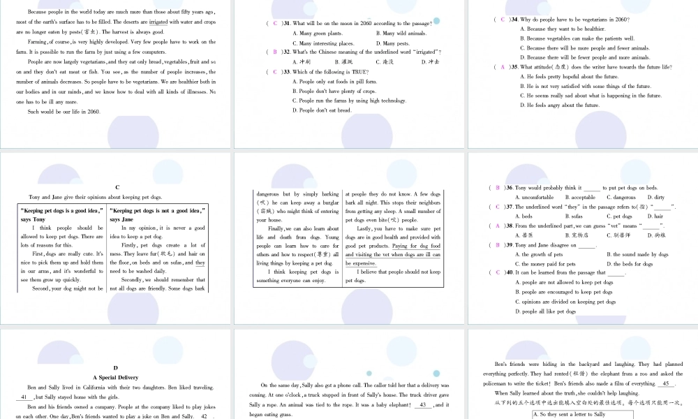 九年级英语全册 期末综合测试习题课件 (新版)人教新目标版 课件