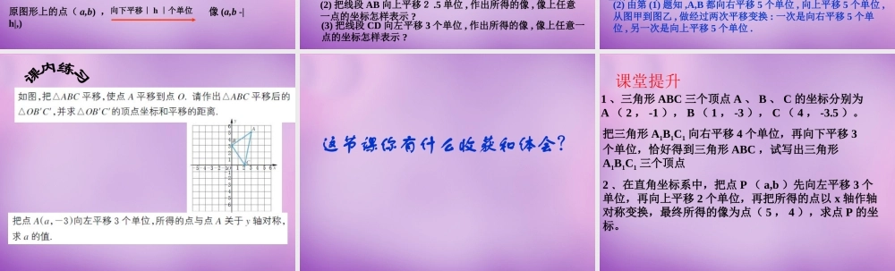 八年级数学上册 4.3 坐标平面内图形的轴对称和平移(二)课件 (新版)浙教版 课件