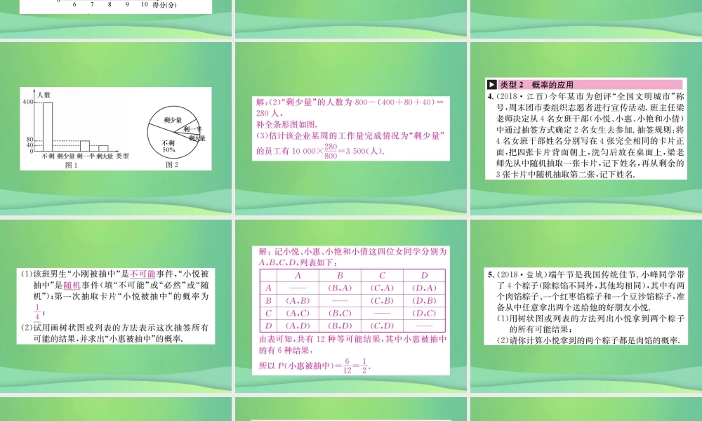 中考数学复习 第八单元 统计与概率 滚动小专题(九)课件