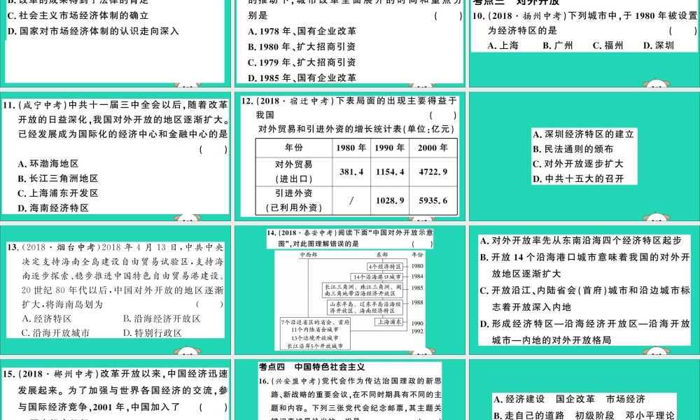 春八年级历史下册 单元考点精练篇 第三单元考点精练习题课件 新人教版 课件