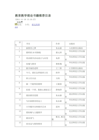 教育教学理论书籍推荐目录
