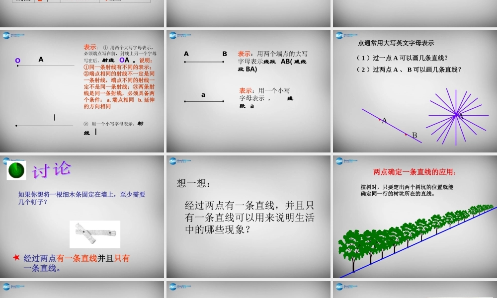 中学七年级数学上册 4.2 直线、射线与线段课件 (新版)新人教版 课件