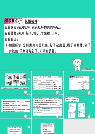 八年级物理全册 第十章 第一节 科学探究 杠杆的平衡条件(第1课时 认识杠杆和杠杆的平衡条件)习题课件 (新版)沪科版 课件