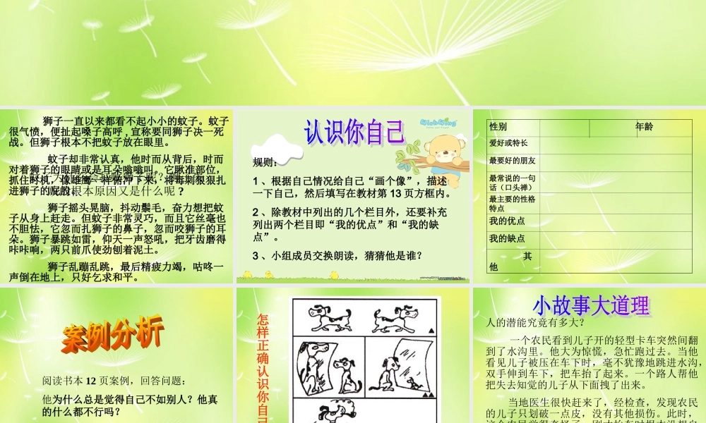 中学七年级政治上册(2.1 正确地认识和评价自己)课件1 苏教版 课件