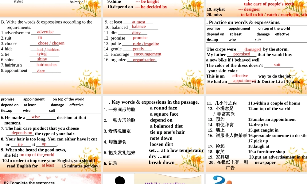 九年级英语：Chapter 2 Care for hair课件(深圳牛津版) 课件