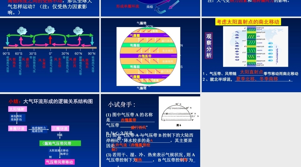 山西省山阴县第一中学高中地理《2.2气压带和风带》第一课时课件新人教版必修1