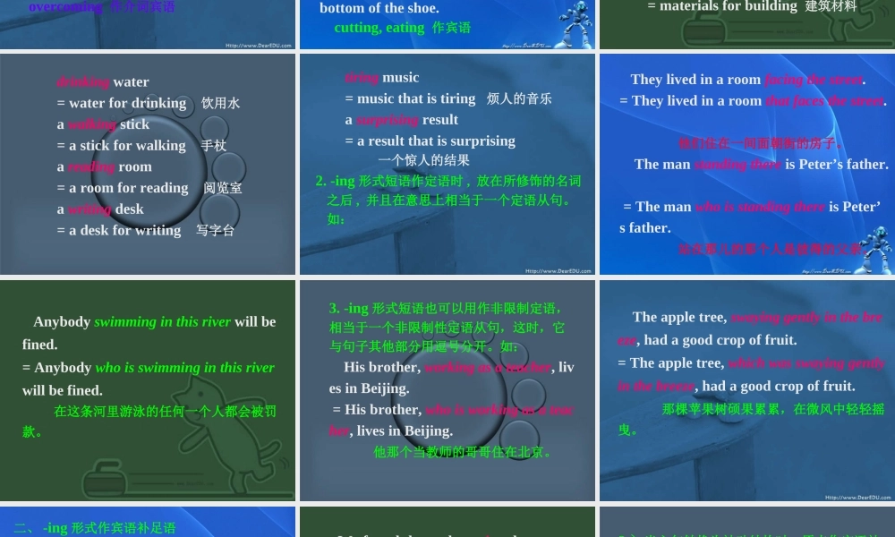 广东省高一英语Grammar现在分词 新课标 人教版 课件