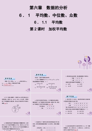七年级数学下册 第6章(数据的分析)6.1 平均数、中位数、众数 6.1.1 平均数 第2课时 加权平均数习题课件 (新版)湘教版 课件