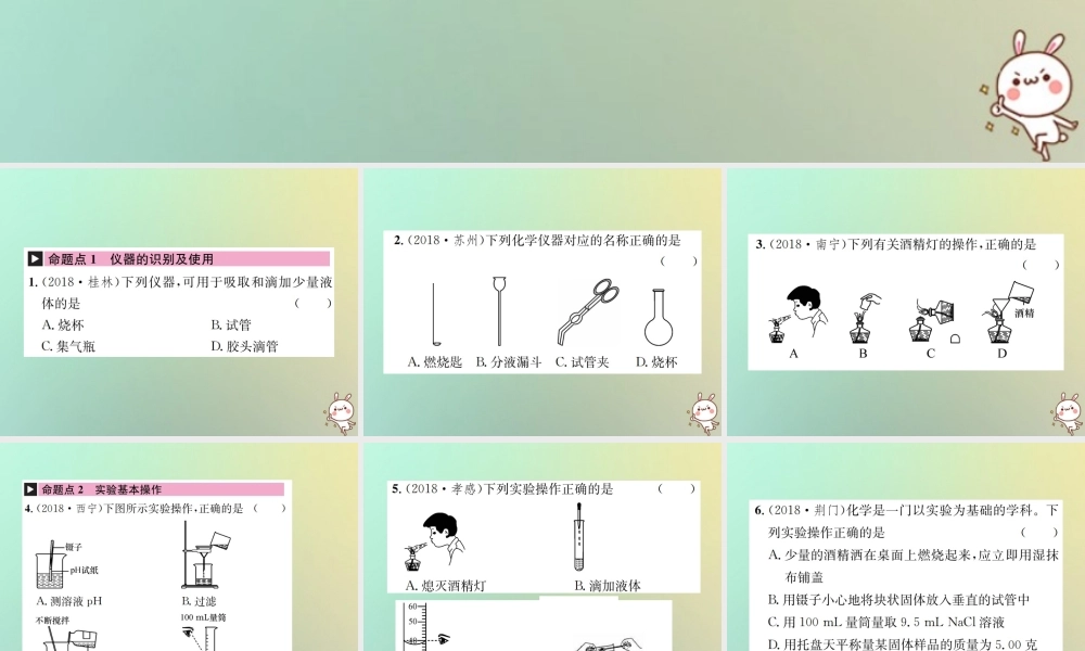 中考化学复习 主题五 科学探究 第16讲 常见化学仪器和实验基本操作课件