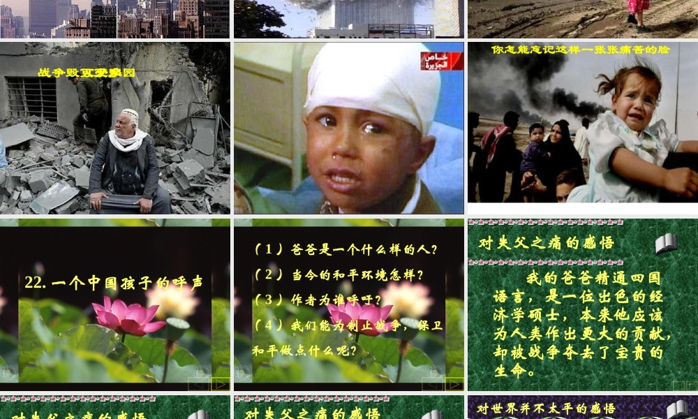 人教版小学语文第八册《一个中国孩子的呼声》