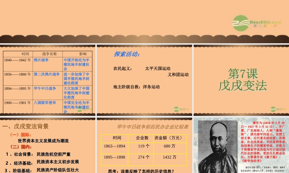 八年级历史上册 第7课 戊戌变法课件 中华书局版 课件