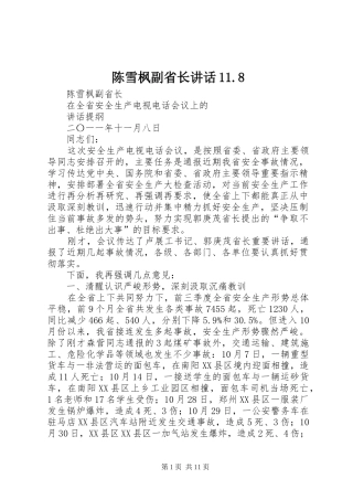 陈雪枫副省长讲话11.8