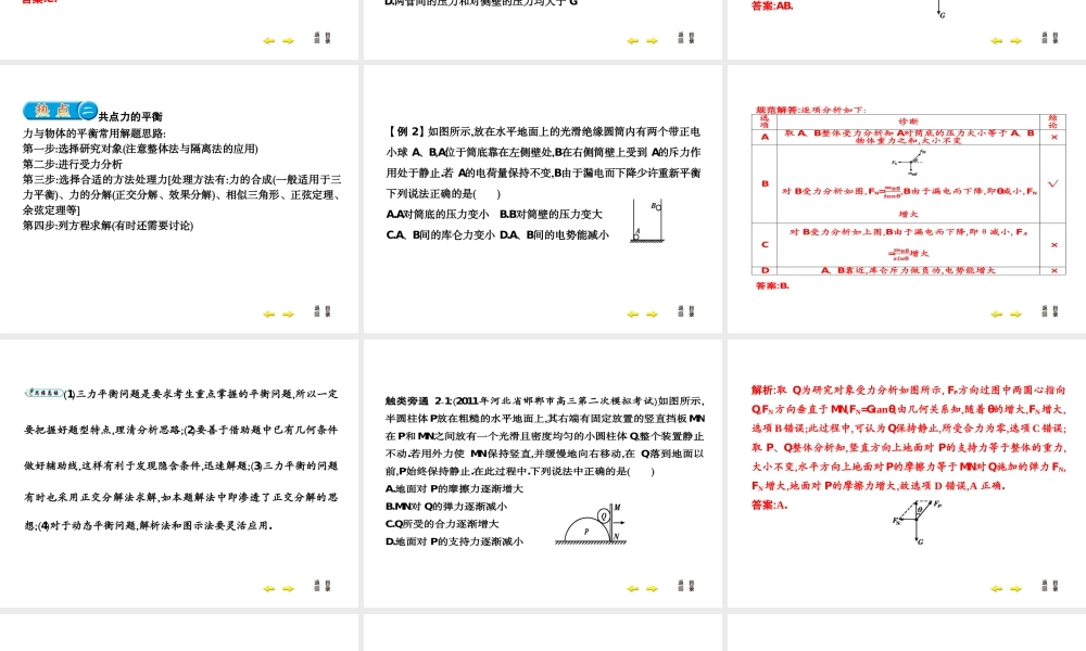 专题一　物体的平衡1节