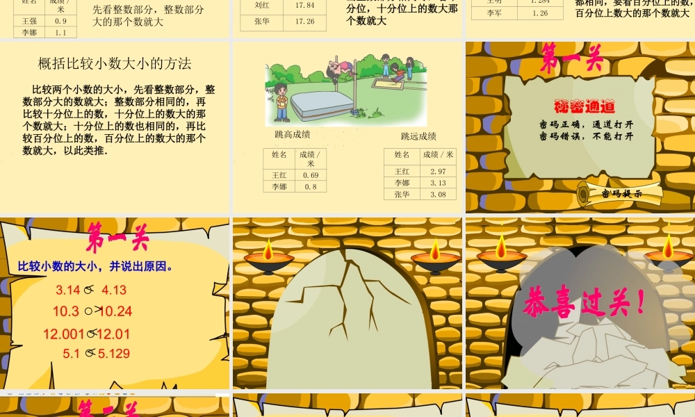 小数比较大小PPT