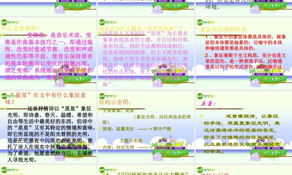 九年级语文上册 星星变奏曲课件 鲁教版 课件