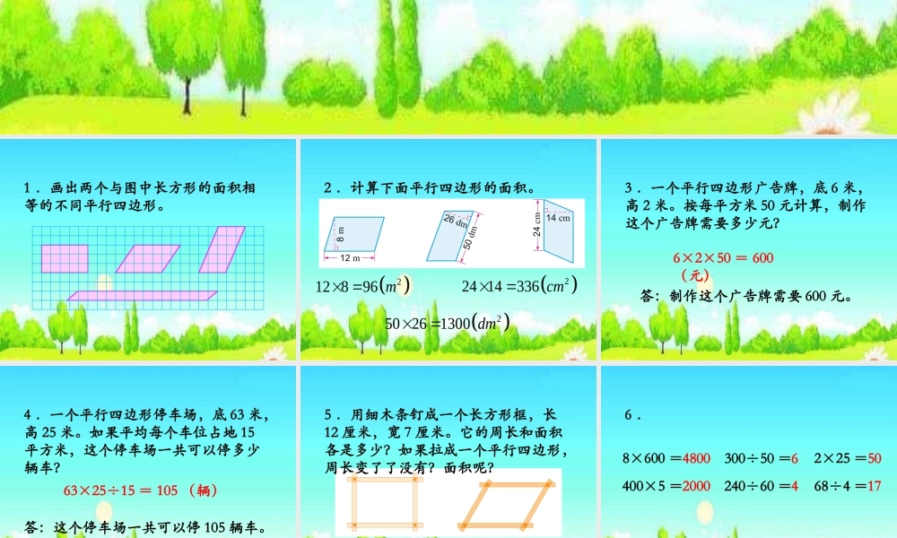 多面积复习课教学课件