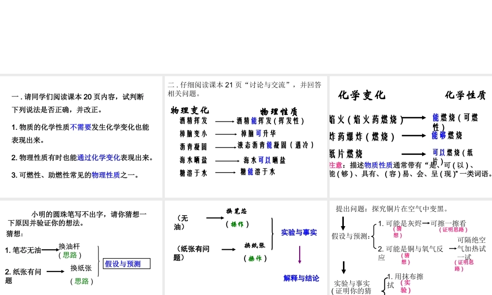 物质性质的探究