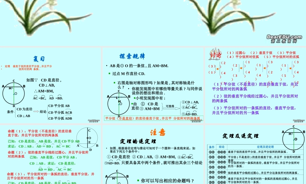 圆的轴对称性(2)九年级数学课件 浙教版 课件