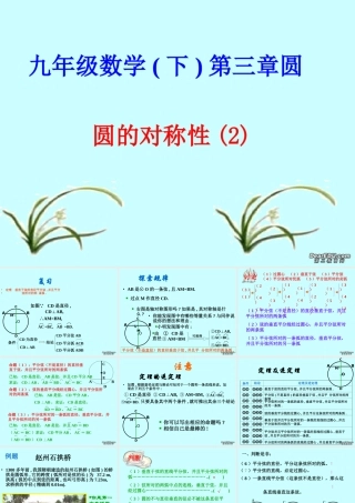 圆的轴对称性(2)九年级数学课件 浙教版 课件