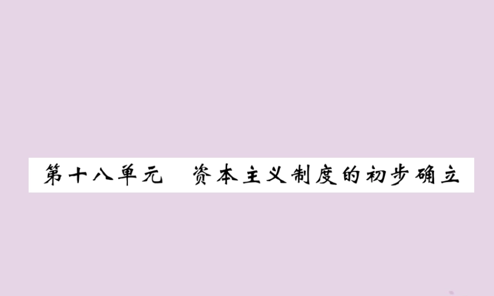 中考历史总复习 第一编 教材过关 模块4 世界近代史 第18单元 资本主义制度的初步确立课件
