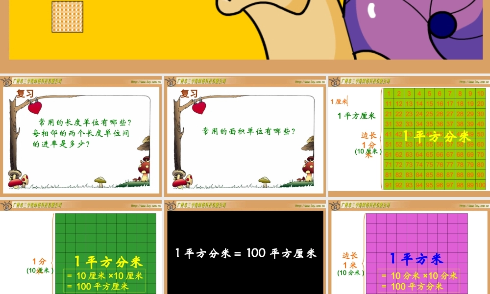 人教版新课标小学数学三年级下册《面积单位间的进率》课件