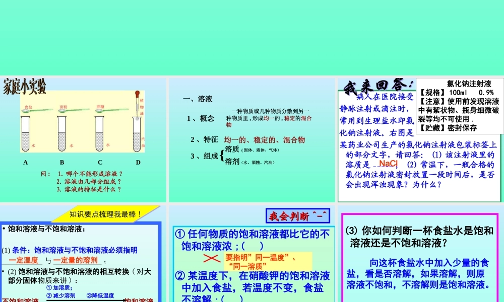 初三化学溶液复习 新课标 课件