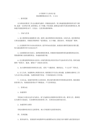 教师网络培训计划