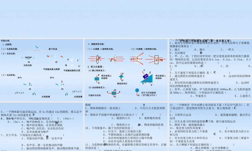 八年级物理上册 总复习课件 沪科版 课件
