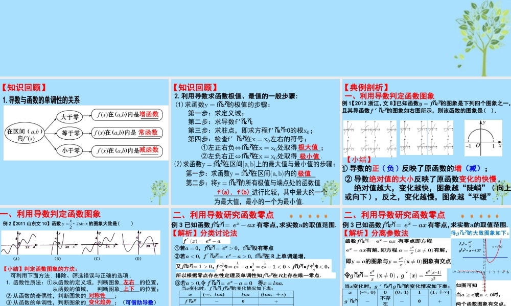 山西省忻州市高考数学 专题 导数研究函数性质复习课件