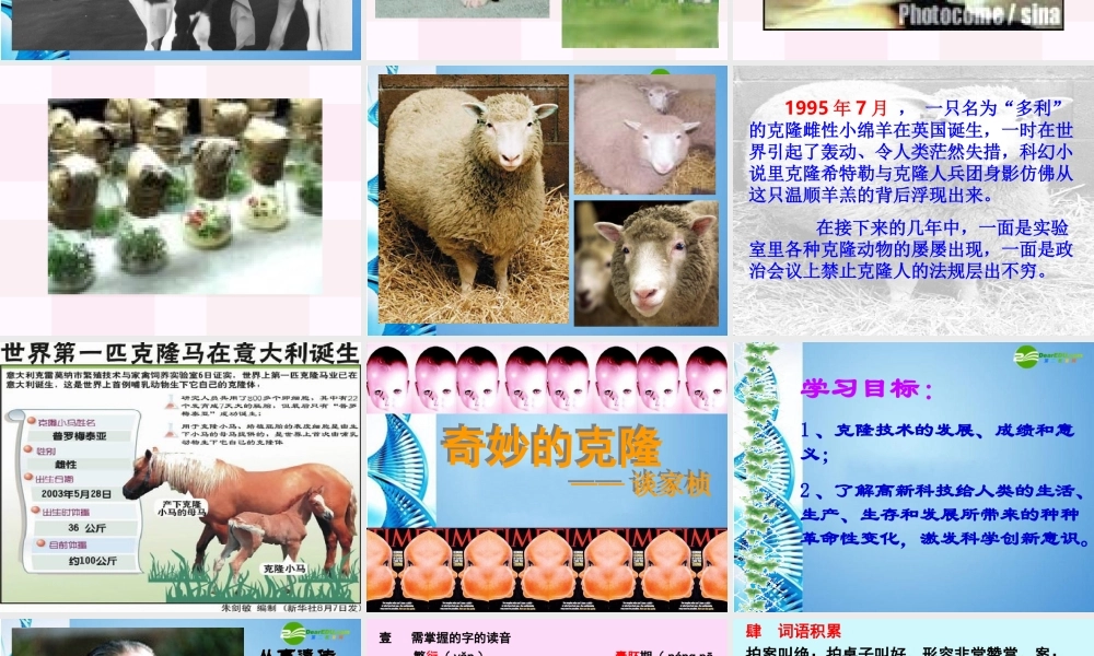 八年级语文下册 第10课(奇妙的克隆)课件 北京课改版 课件