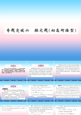中考化学复习 第2编 重点专题突破篇 专题突破6 探究题(初高衔接型)(精讲)课件
