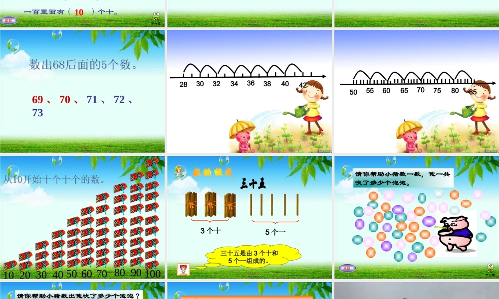 人教版一年级数学下《100以内数的认识》课件