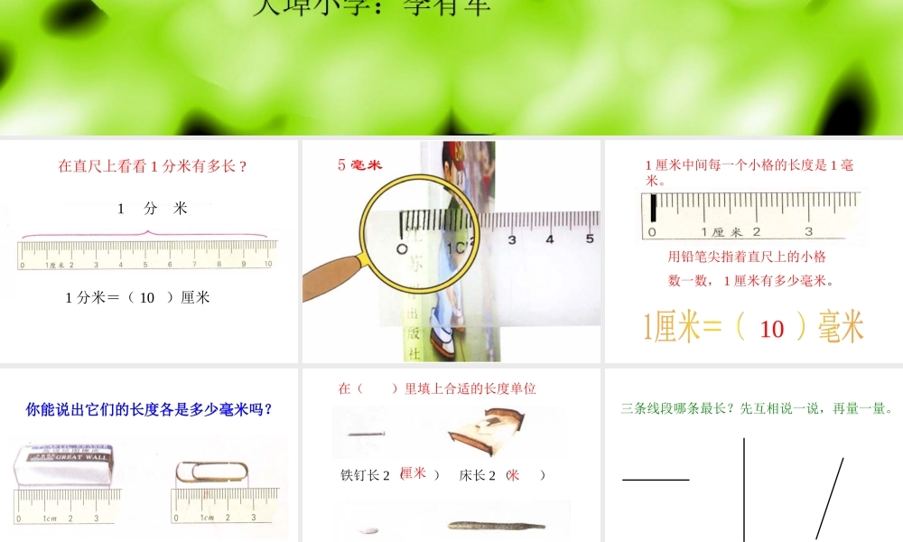 ((人教版))小学数学二年级《分米和毫米》课件