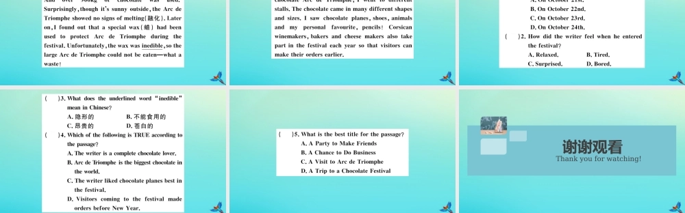 九年级英语上册 Module 2 Public holidays Unit 2 We have celebrated the festival since the first pioneers arrived in America习题课件 (新版)外研版 课件