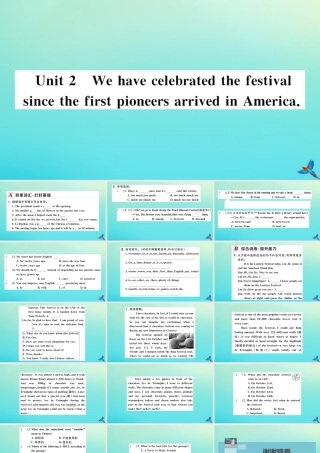 九年级英语上册 Module 2 Public holidays Unit 2 We have celebrated the festival since the first pioneers arrived in America习题课件 (新版)外研版 课件