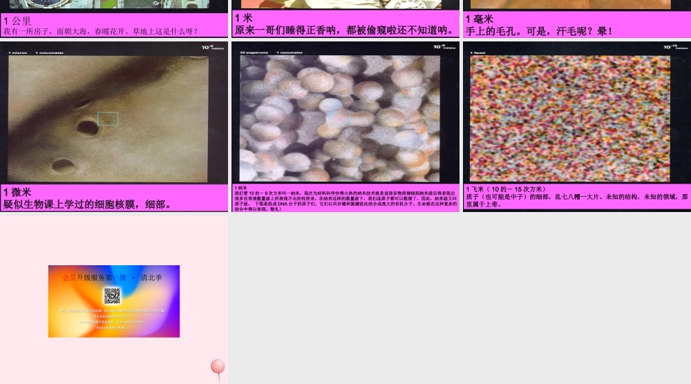 八年级物理全册 第二章 运动的世界 第二节 长度与时间的测量 10亿光年到1飞米素材(新版)沪科版 素材