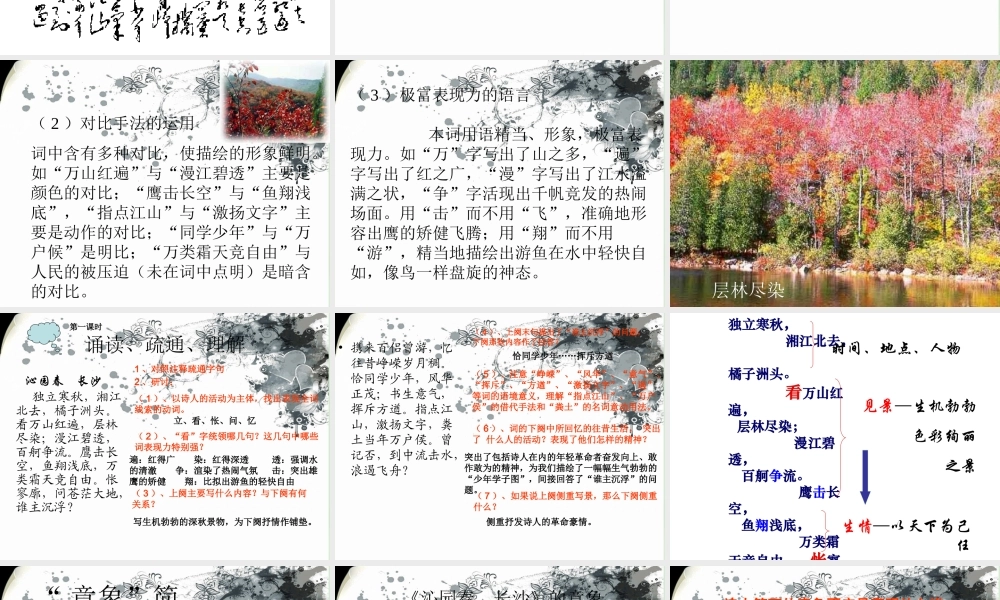 吉林省扶余一中高一语文(沁园春 长沙)课件1 课件