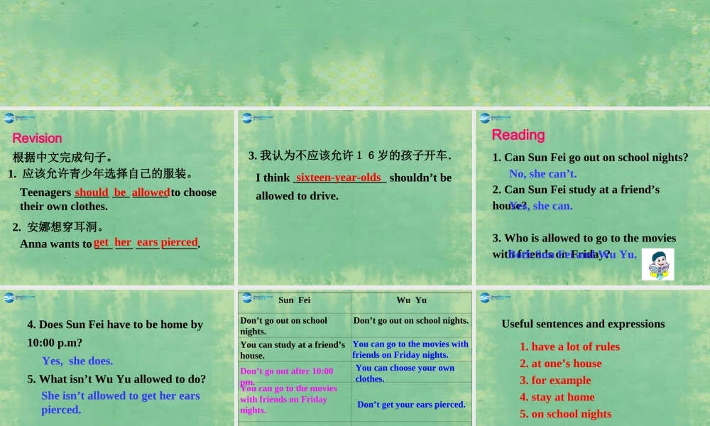 九年级英语全册 Unit 3 Teenagers should be allowed to choose their own clothes Section A2课件 人教新目标版 课件