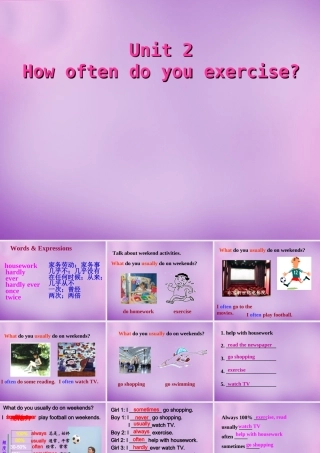 八年级英语上册 Unit 2 How often do you exercise Period 1课件 (新版)人教新目标版 课件