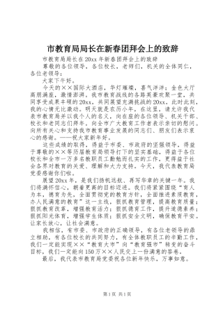 市教育局局长在新春团拜会上的致辞