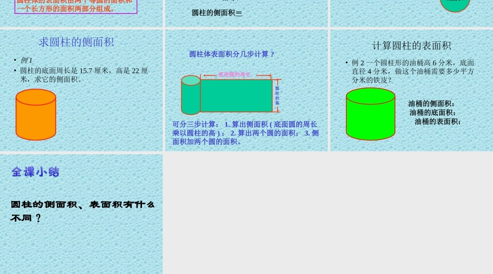 《圆柱体侧面积表面积体积的认识》
