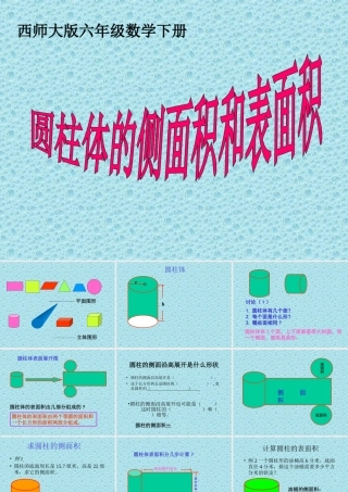 《圆柱体侧面积表面积体积的认识》