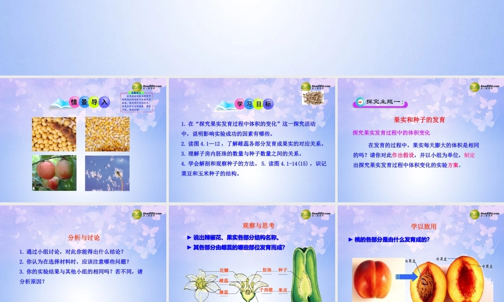 八年级生物上册 第三节 果实和种子的形成课件 济南版 课件