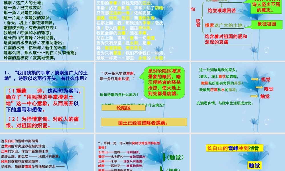 九年级语文 我用残损的手掌课件 新人教版 课件