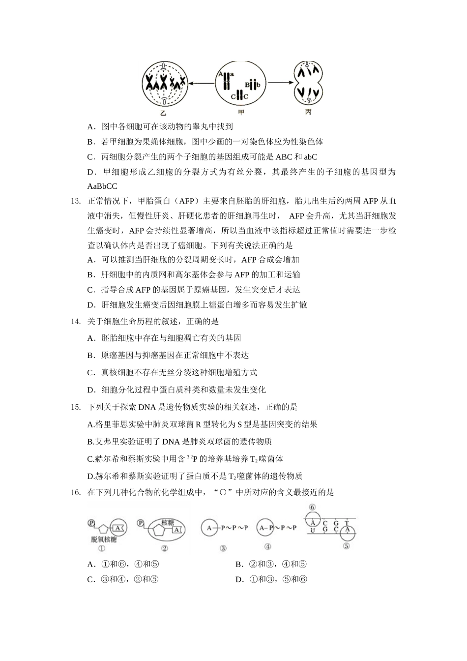北京市朝阳区2017届高三上学期期中考试生物试题.doc_第3页