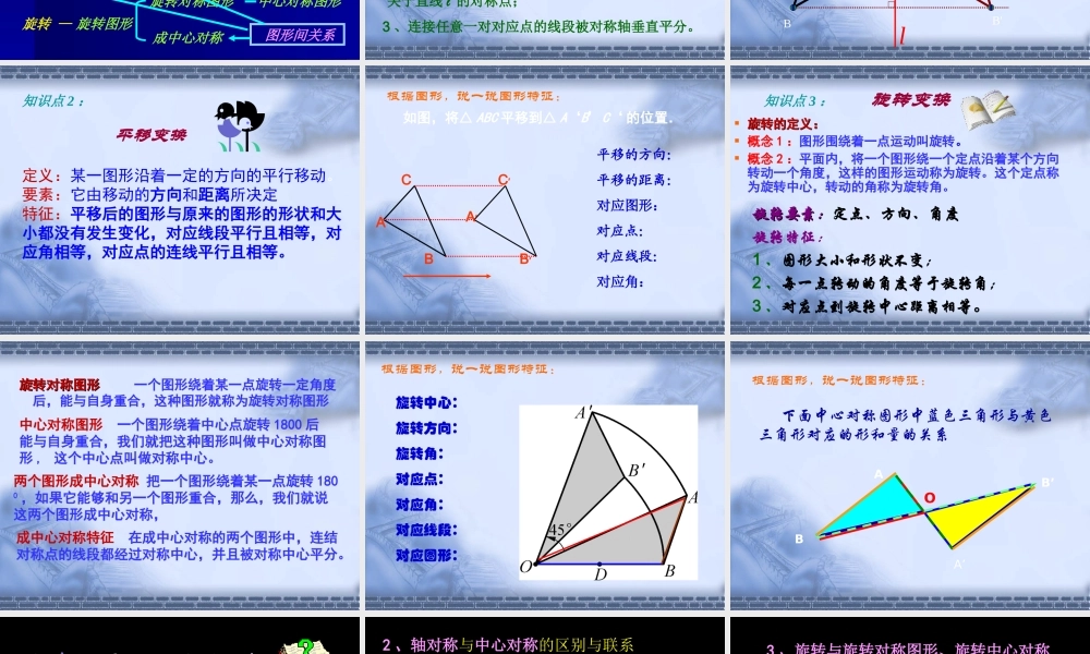 八年级数学 课题 轴对称、平移、旋转变换的再认识课件 华师版 课件